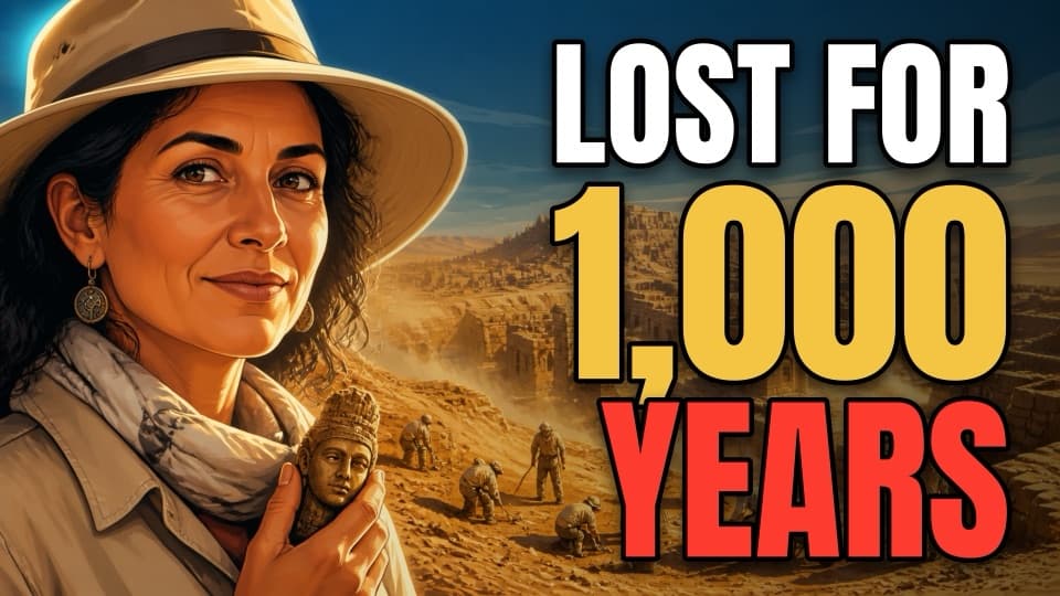 A history documentary thumbnail: an archaeologist holding a carved figure above a dig site, with the words Lost for 1,000 years